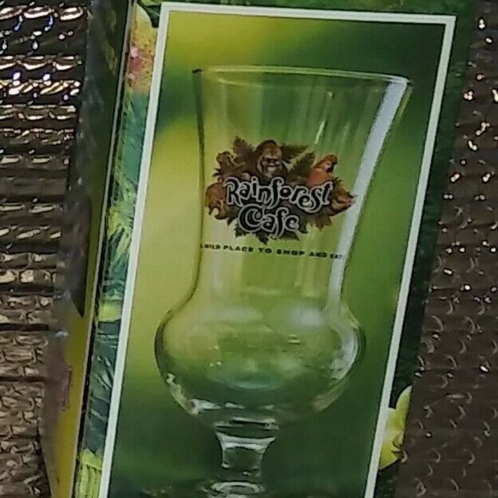 1 RAIN FOREST CAFE HURRICANE GLASS NIB DOWNTOWN DI